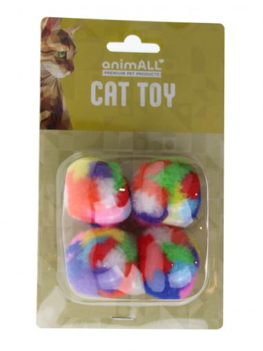 animALL Hračka Cat Míček plyš barevný 4-5 cm 4 ks