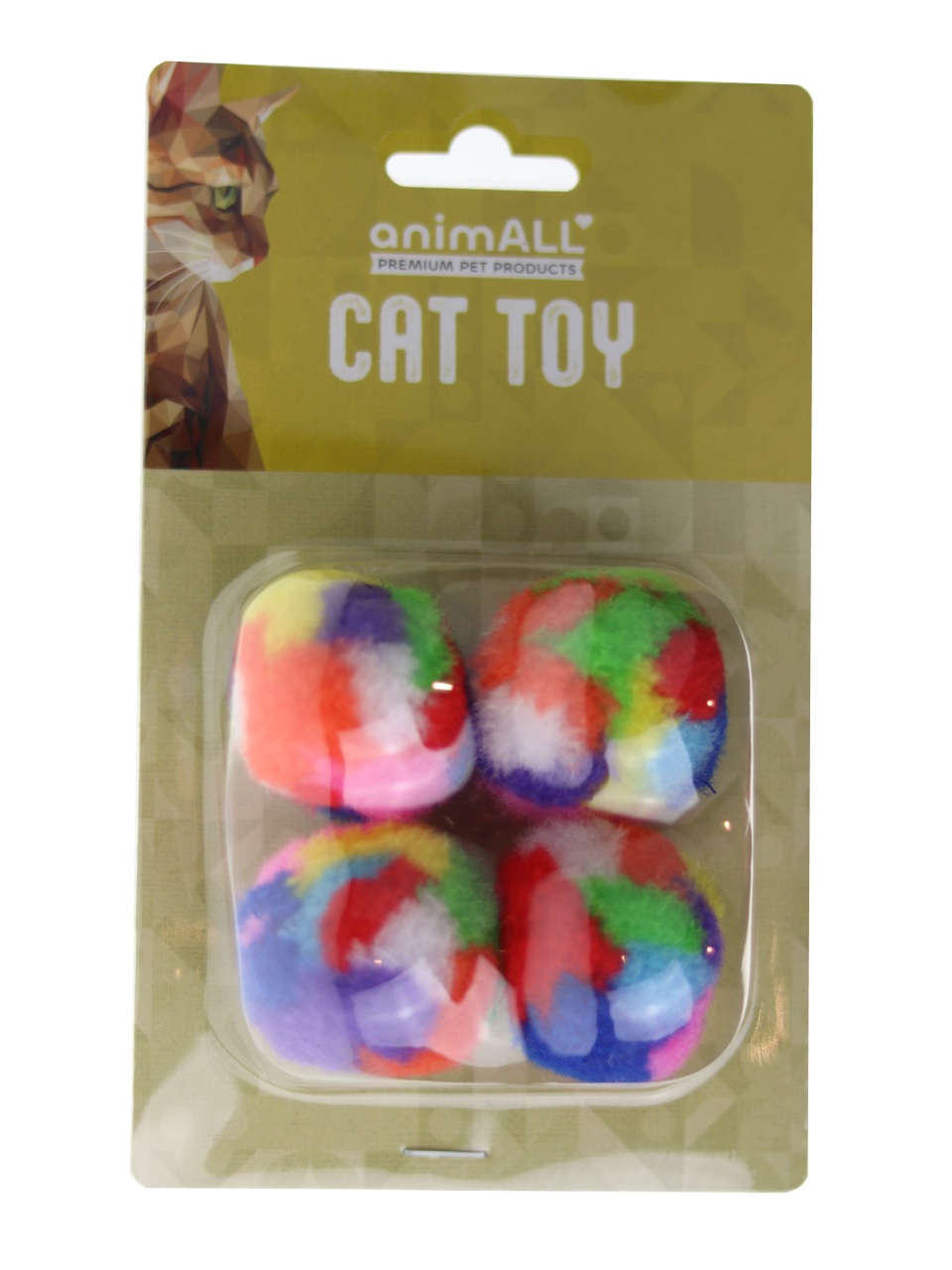 animALL Hračka Cat Míček plyš barevný 4-5 cm 4 ks