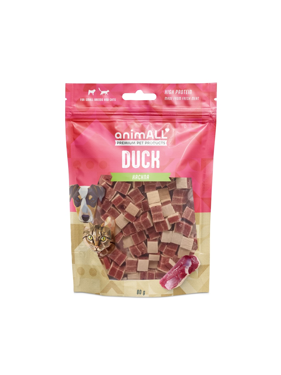 animALL Kachní sendvič kostičky 80 g
