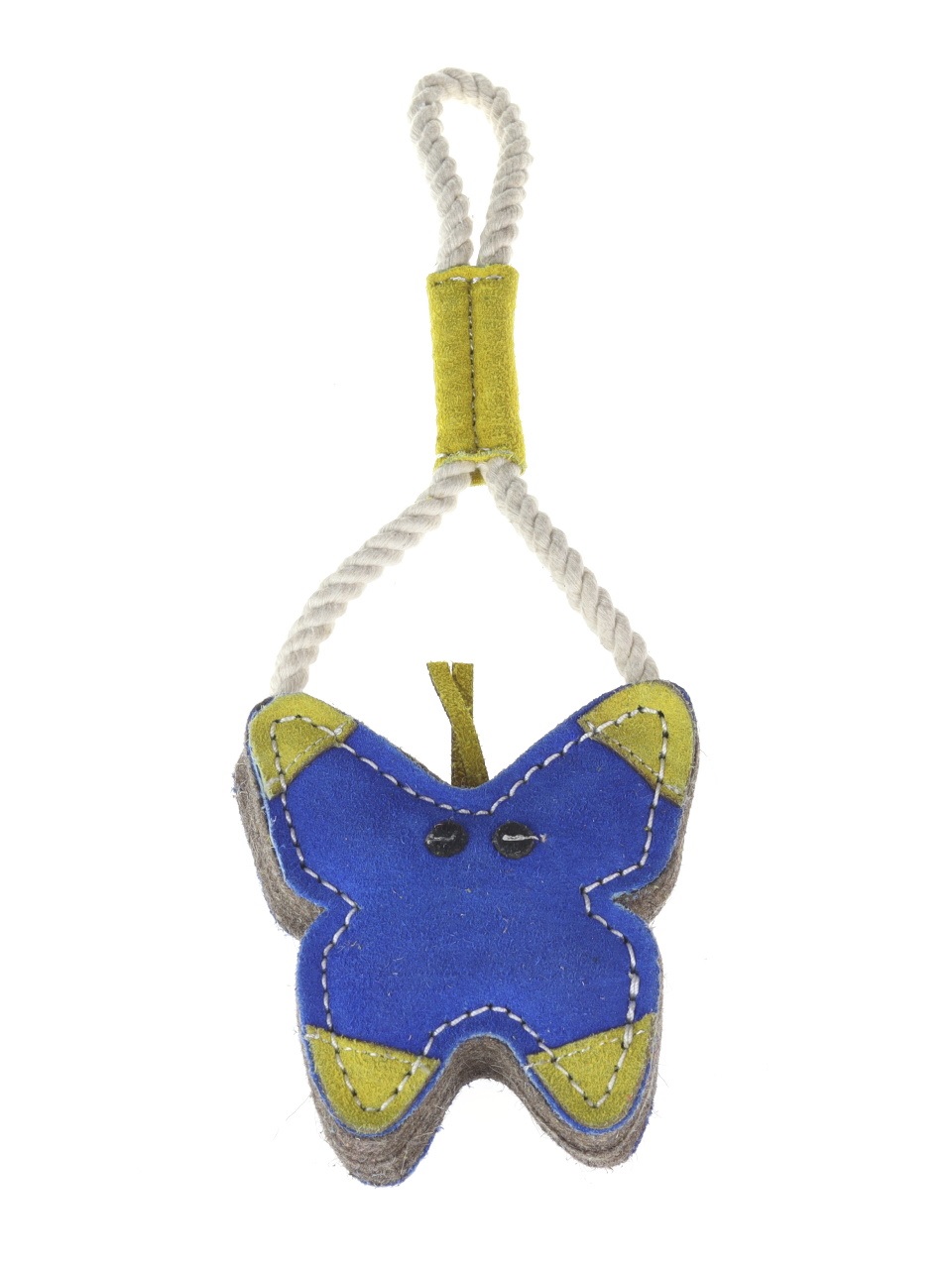 animALL Hračka Motýl přetahovadlo natural kůže podložená plstí 25x10 cm